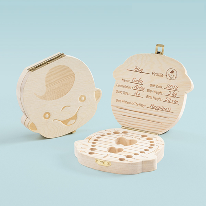 Baby Wooden Teeth Organizer Keepsake Box